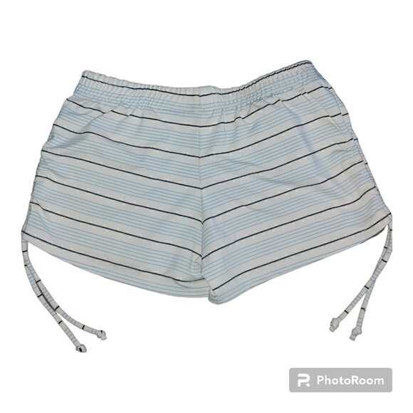 ASIA Pro Girls Size Medium White Polyester Shorts With Blue And Black Stripes - Picture 2 of 5